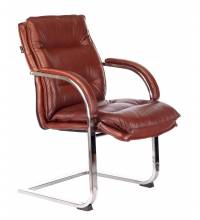 Кресло Бюрократ T-9927SL-LOW-V светло-коричневый Leather Eichel кожа низк.спин. полозья металл хром