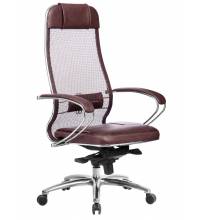 Кресло Samurai SL-1.04 бордовое (сетка/кожа)