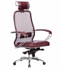 Кресло Samurai SL-2.04 (бордовая кожа/бордовая ткань-сетка)